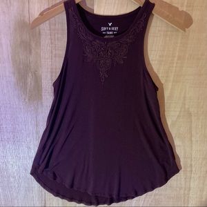AMERICAN EAGLE 💜 Soft Sexy Embroidered High Neck Tank Top